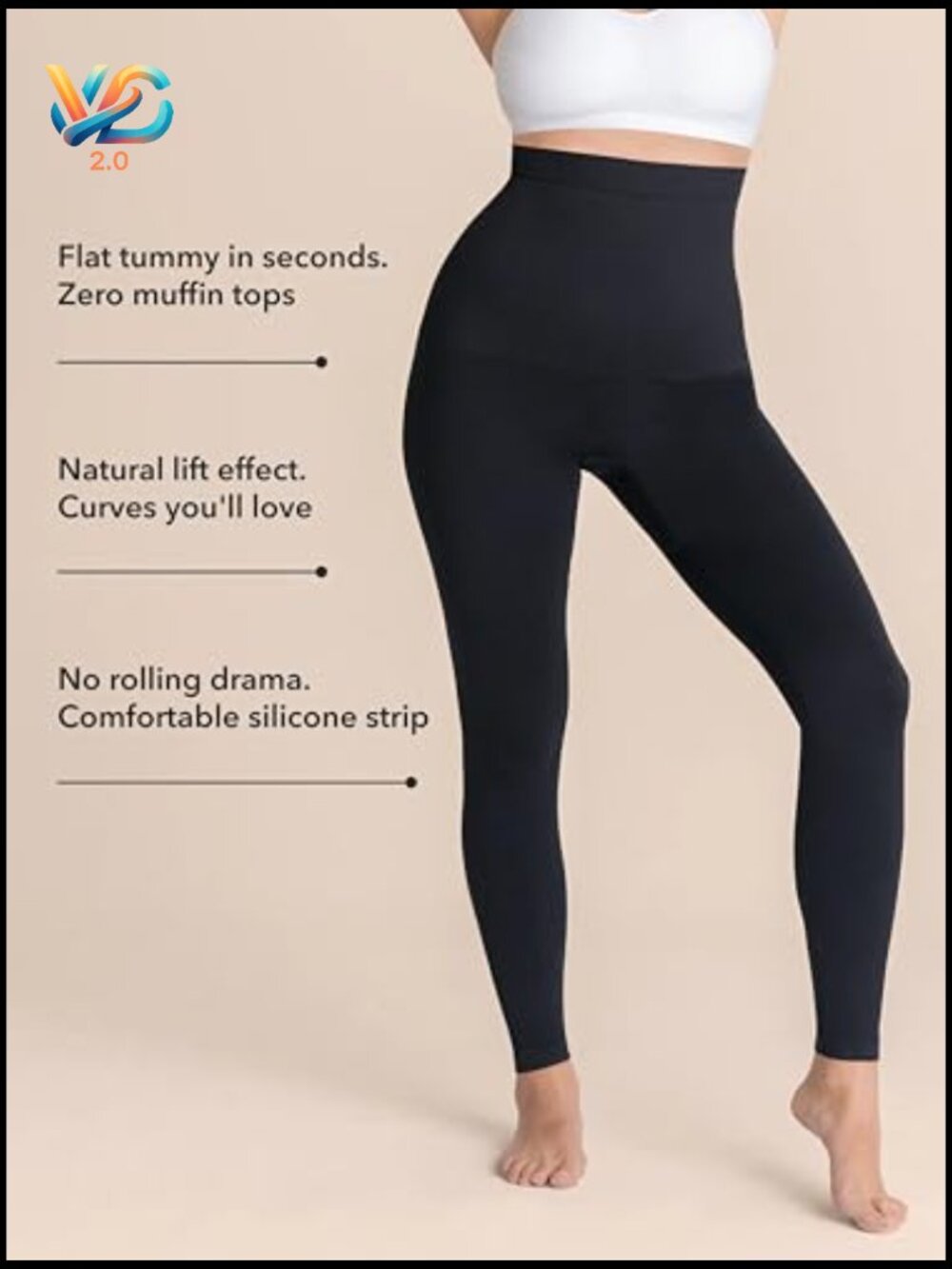 High Waisted Tummy Control Compression Leggings Shapewear Non See Through - Picture 2 of 7